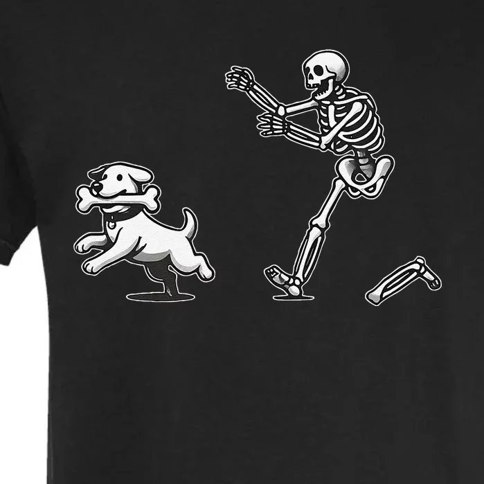 Halloween Dog Funny Skeleton Skeleton Chasing Dog Gift Garment-Dyed Heavyweight T-Shirt