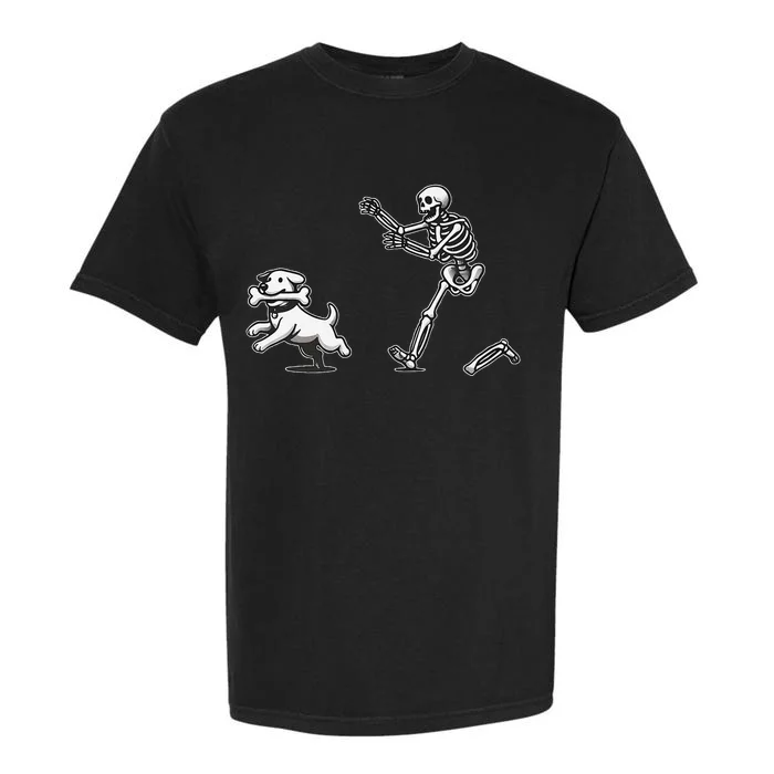 Halloween Dog Funny Skeleton Skeleton Chasing Dog Gift Garment-Dyed Heavyweight T-Shirt