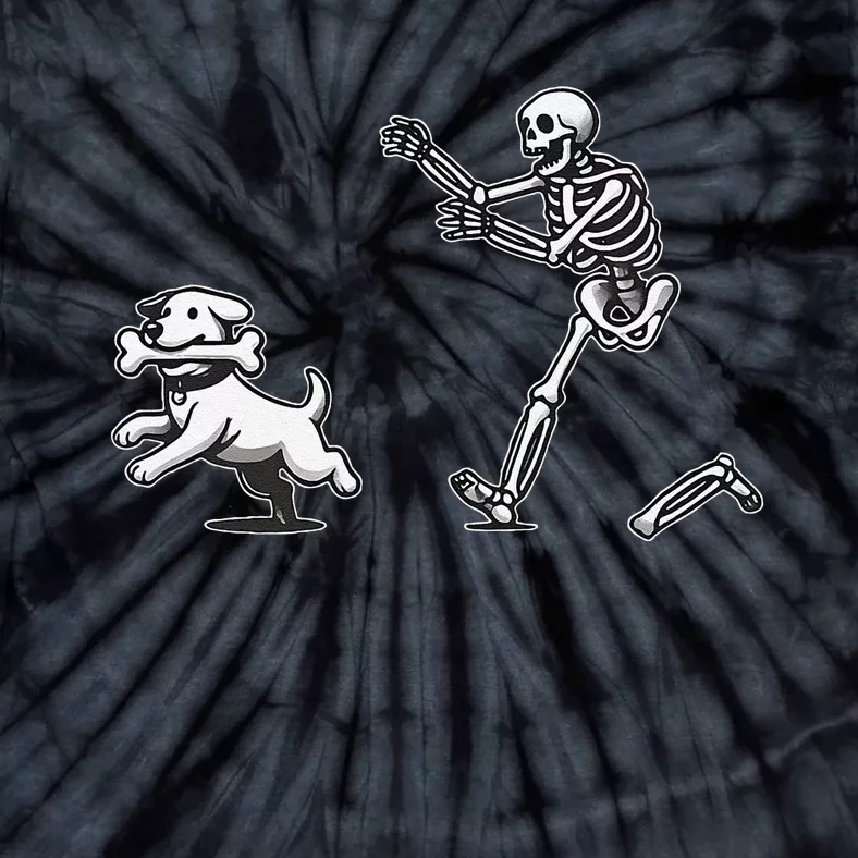 Halloween Dog Funny Skeleton Skeleton Chasing Dog Gift Tie-Dye T-Shirt