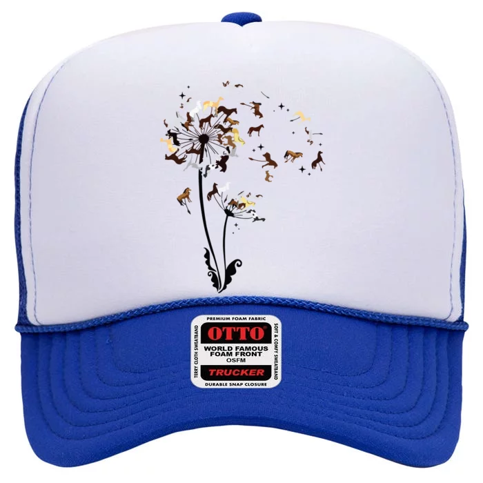 Horses Dandelion Funny Horse Animal Lovers Tee For High Crown Mesh Trucker Hat