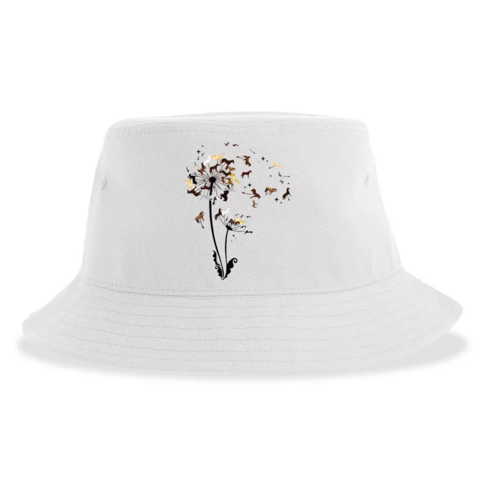 Horses Dandelion Funny Horse Animal Lovers Tee For Sustainable Bucket Hat