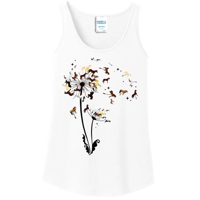 Horses Dandelion Funny Horse Animal Lovers Tee For Ladies Essential Tank