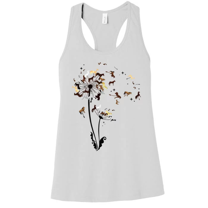 Horses Dandelion Funny Horse Animal Lovers Tee For Women's Racerback Tank