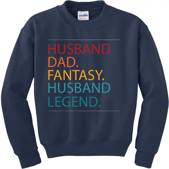 Husband Dad Fantasy Football Legend Kids Sweatshirt