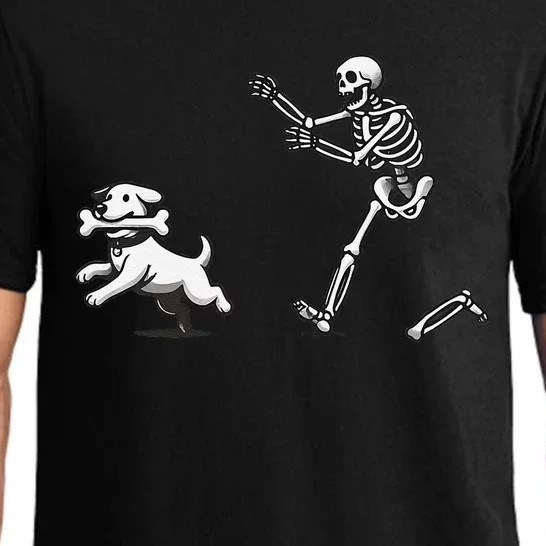 Halloween Dog Funny Skeleton Skeleton Chasing Dog Pajama Set