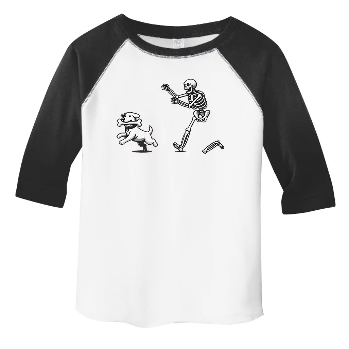 Halloween Dog Funny Skeleton Skeleton Chasing Dog Toddler Fine Jersey T-Shirt