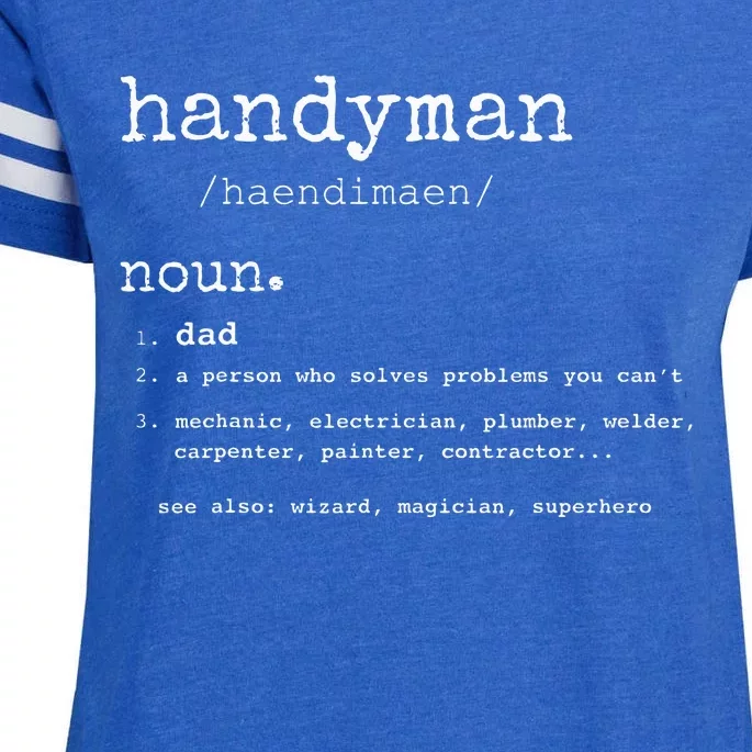 Handyman Definition Funny Dad Handyman Father's Day Gift Enza Ladies Jersey Football T-Shirt