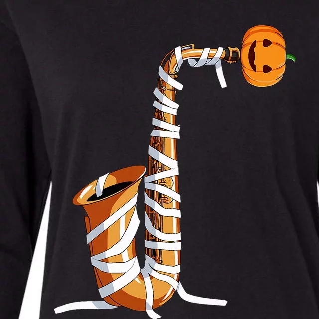 Halloween Design For Saxophone Player Halloween Party Womens Cotton Relaxed Long Sleeve T-Shirt