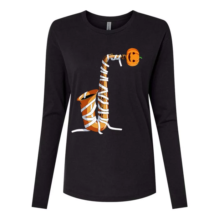 Halloween Design For Saxophone Player Halloween Party Womens Cotton Relaxed Long Sleeve T-Shirt