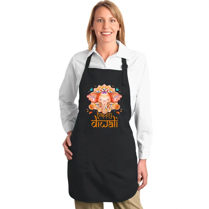 Happy Diwali Festival Of Light Hindu Indian Full-Length Apron With Pocket