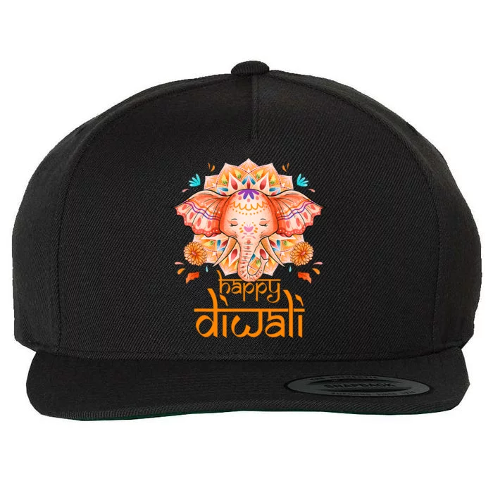 Happy Diwali Festival Of Light Hindu Indian Wool Snapback Cap