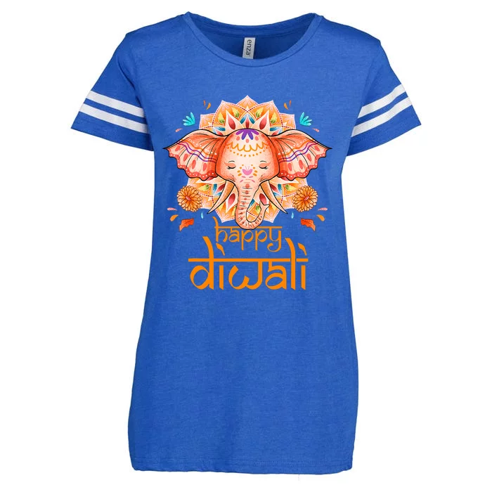 Happy Diwali Festival Of Light Hindu Indian Enza Ladies Jersey Football T-Shirt