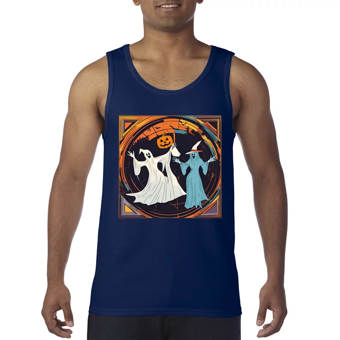 Halloween Dancers Funny Halloween Funny Witch Funny Wizard Funny Ghost Tank Top