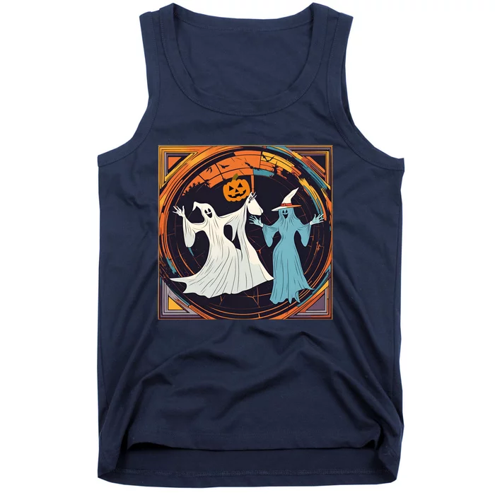 Halloween Dancers Funny Halloween Funny Witch Funny Wizard Funny Ghost Tank Top