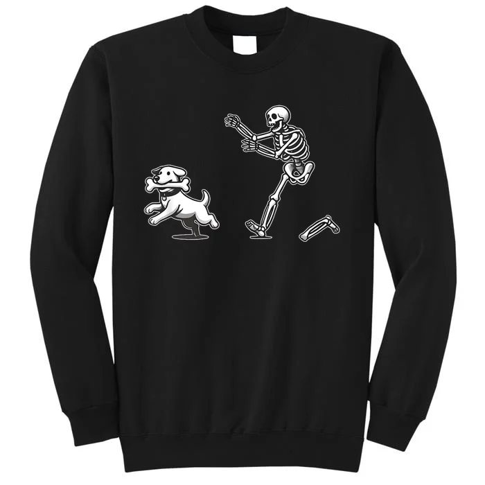 Halloween Dog Funny Skeleton Skeleton Chasing Dog Tall Sweatshirt