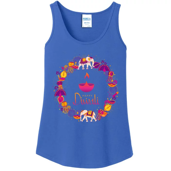 Happy Diwali Festival Of Lights Deepavali Hindu Indian Ladies Essential Tank