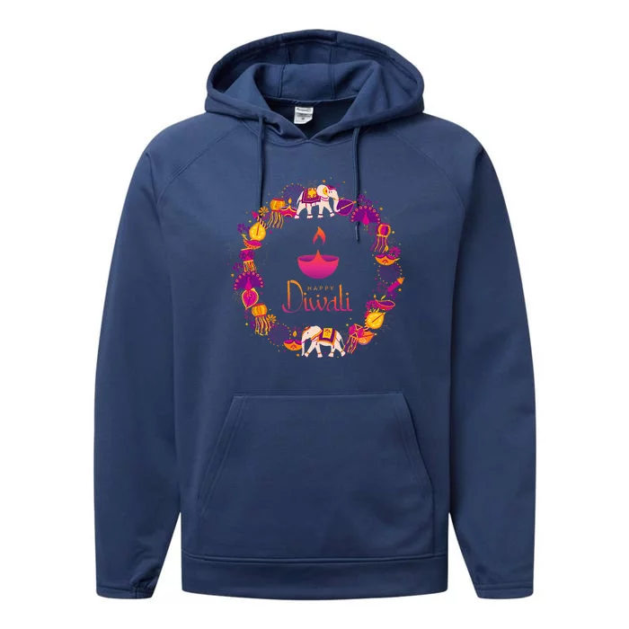 Happy Diwali Festival Of Lights Deepavali Hindu Indian Performance Fleece Hoodie