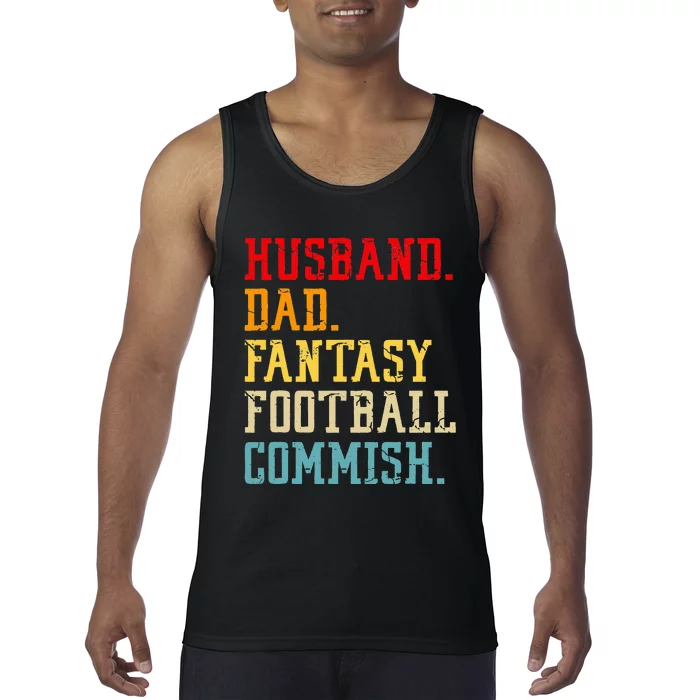 Husband Dad Fantasy Football Commish Fantasy Commissioner Tank Top