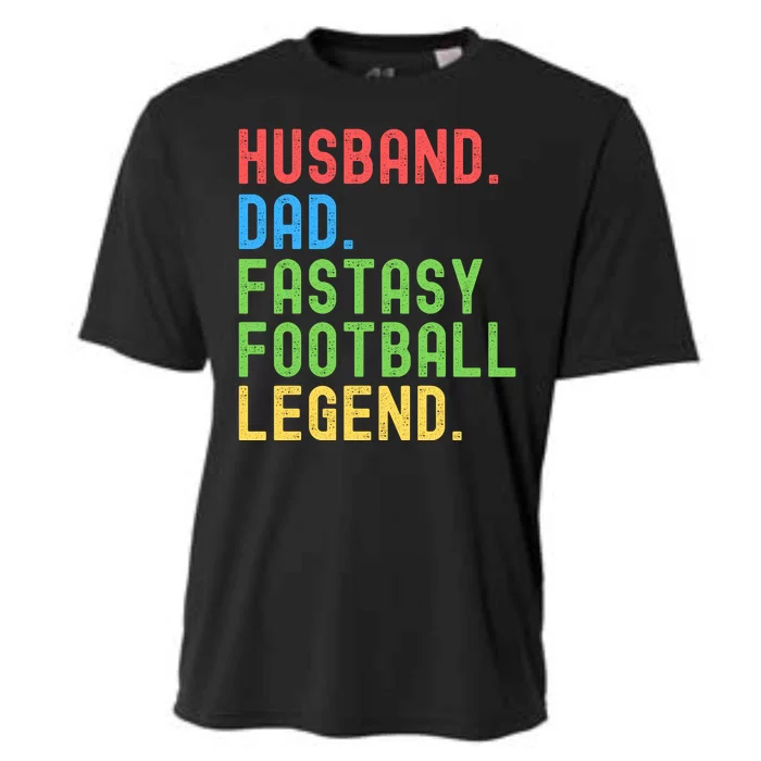 Husband Dad Fantasy Football Legend Funny Husband Father Funny Draft Fathers Cooling Performance Crew T-Shirt