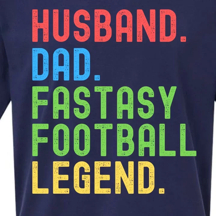 Husband Dad Fantasy Football Legend Funny Husband Father Funny Draft Fathers Sueded Cloud Jersey T-Shirt