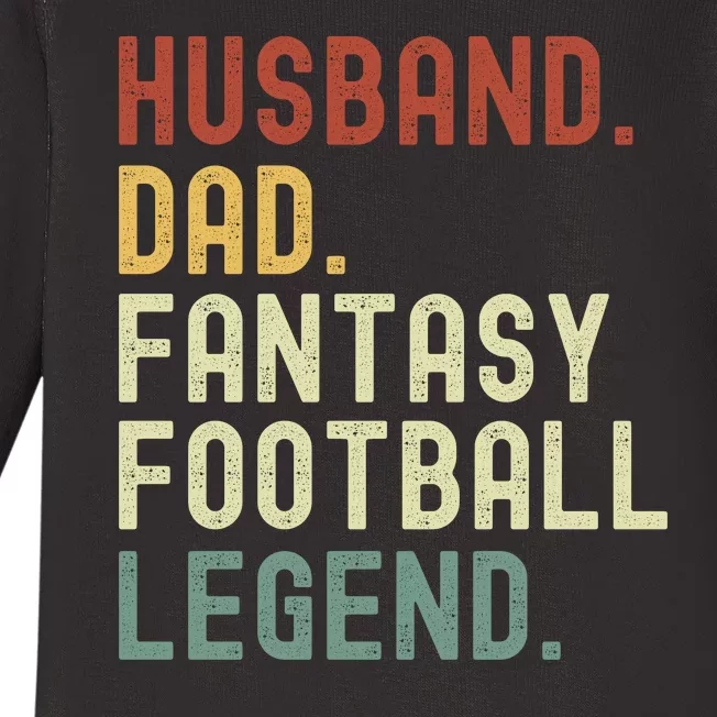 Husband Dad Fantasy Football Legend Funny Draft Funny Husband Father Fathers Baby Long Sleeve Bodysuit