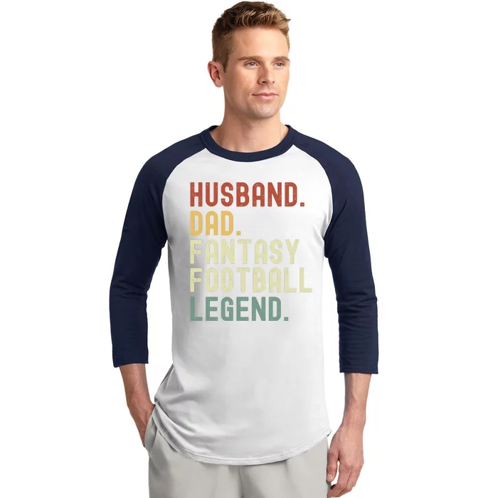 Husband Dad Fantasy Football Legend Funny Draft Funny Husband Father Fathers Baseball Sleeve Shirt