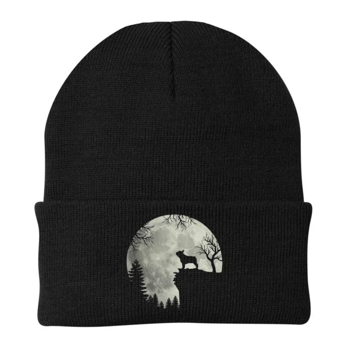 Halloween Dog Frenchie Frenchie Dog Moon Howl In Forest Knit Cap Winter Beanie