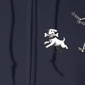 Halloween Dog Funny Skeleton Skeleton Chasing Dog Full Zip Hoodie