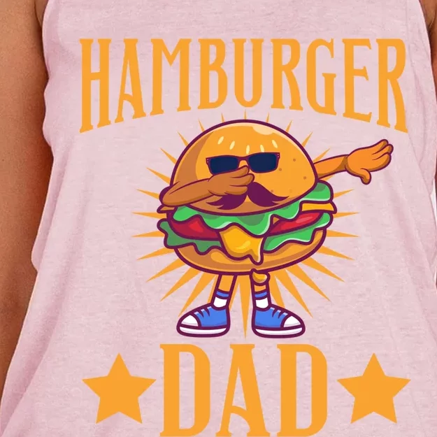 Hamburger Dad Father's Day Burger Patty Ketchup Bun Lettuce Gift Women's Knotted Racerback Tank