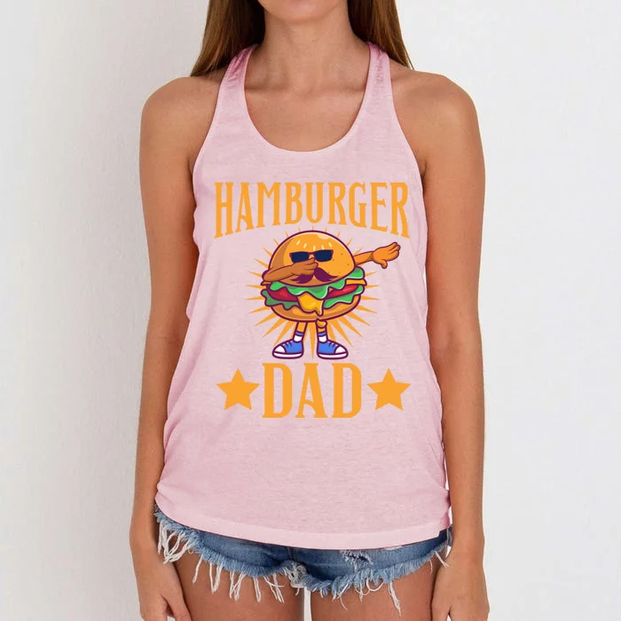 Hamburger Dad Father's Day Burger Patty Ketchup Bun Lettuce Gift Women's Knotted Racerback Tank