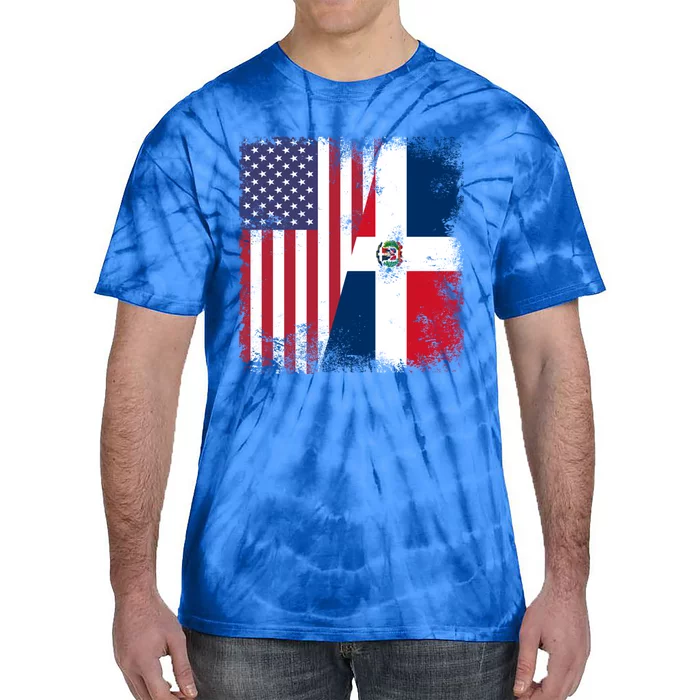 Half Dominican Flag Gift Vintage Usa Gift Tie-Dye T-Shirt