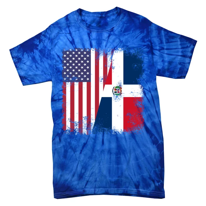 Half Dominican Flag Gift Vintage Usa Gift Tie-Dye T-Shirt