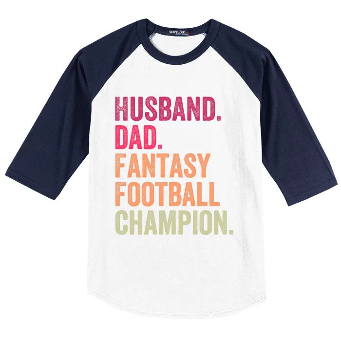 Husband Dad Fantasy Football Champion Saying Baseball Sleeve Shirt