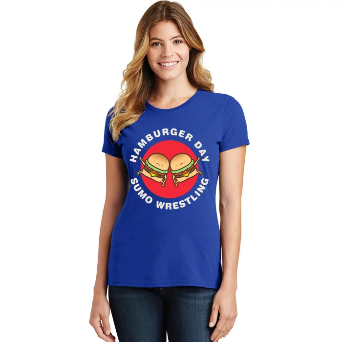 Hamburger Day Funny Sumo Wrestling Gift Women's T-Shirt