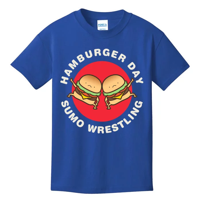 Hamburger Day Funny Sumo Wrestling Gift Kids T-Shirt