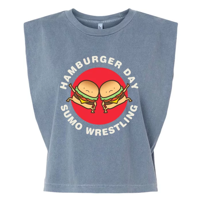 Hamburger Day Funny Sumo Wrestling Gift Garment-Dyed Women's Muscle Tee