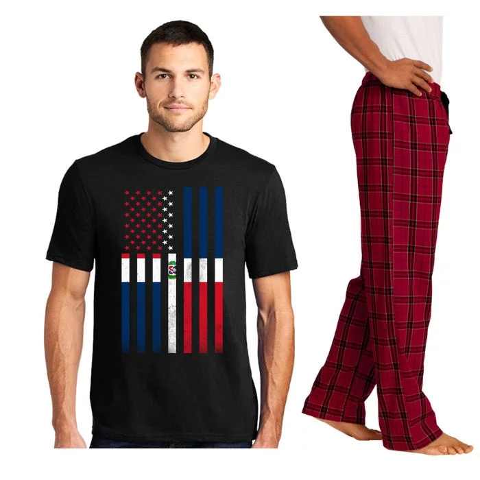 Half Dominican Flag Vintage American Inside Me Usa Gift Pajama Set