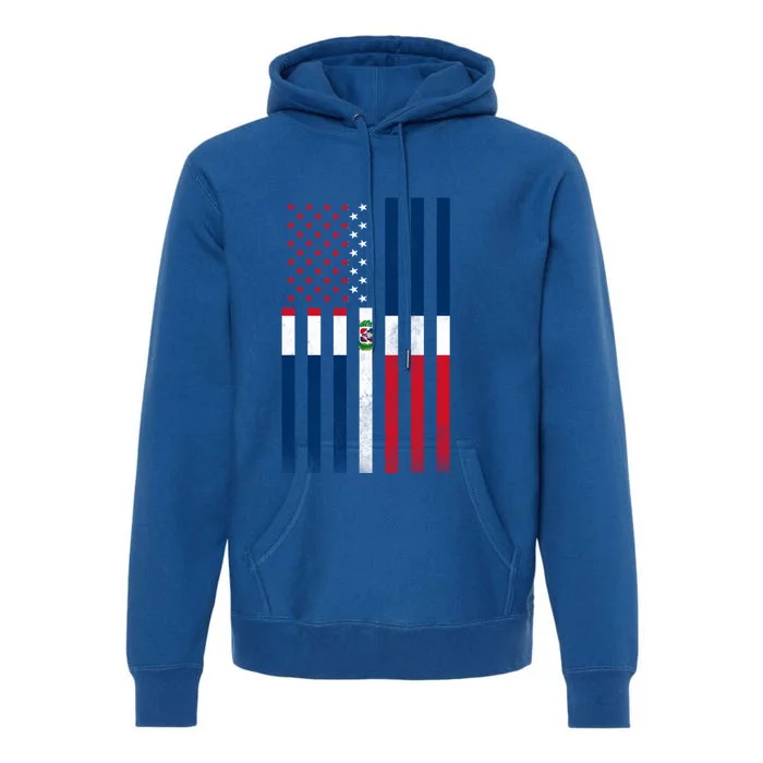 Half Dominican Flag Vintage American Inside Me Usa Gift Premium Hoodie