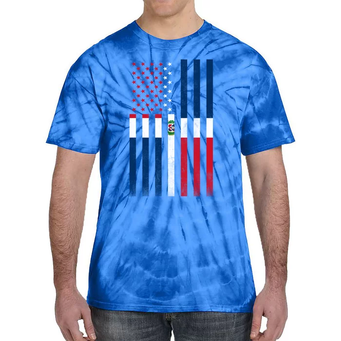 Half Dominican Flag Vintage American Inside Me Usa Gift Tie-Dye T-Shirt