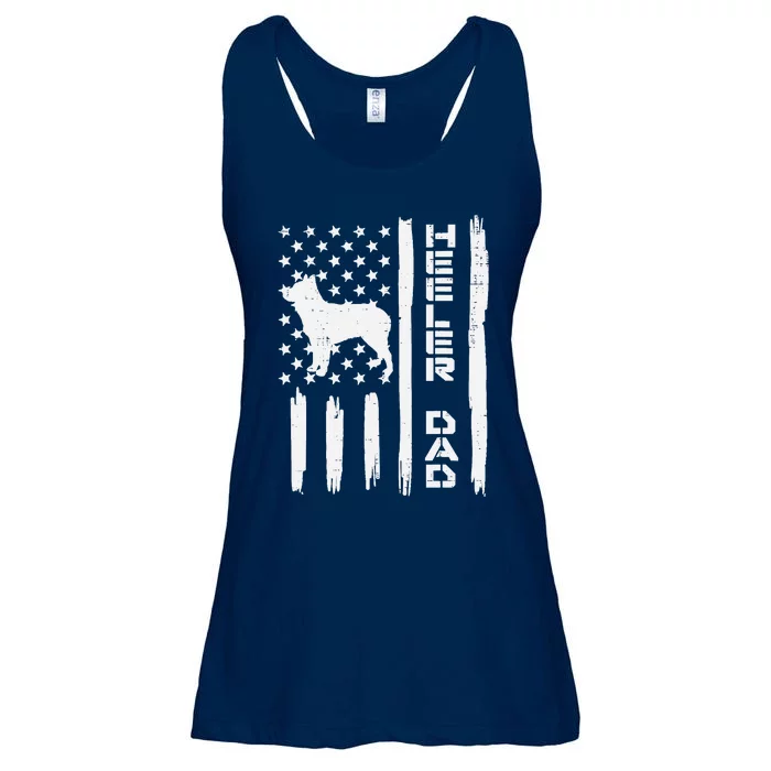 Heeler Dad Flag Vintage Blue Red Cattle Dog Patriot Gift Ladies Essential Flowy Tank