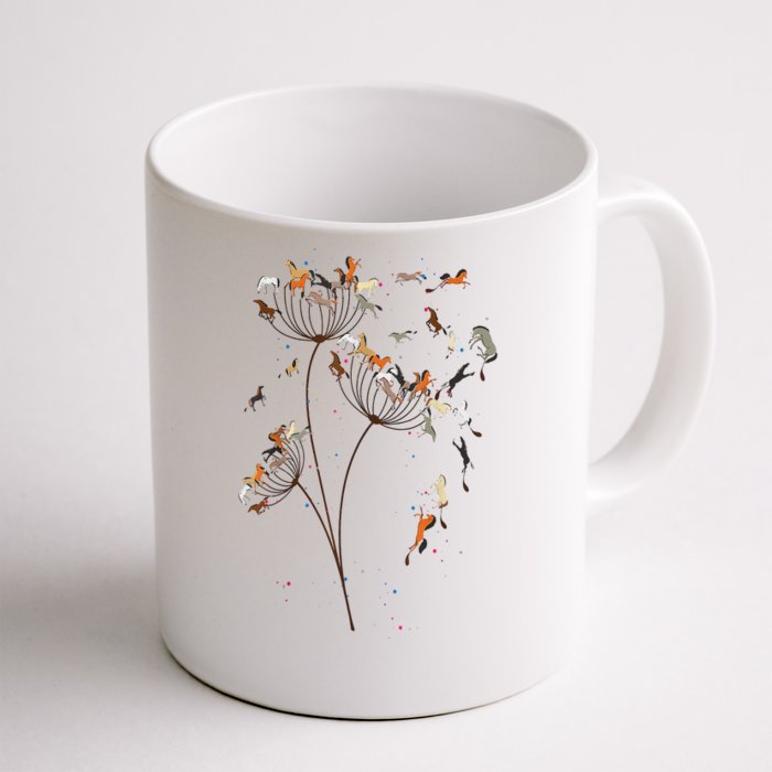 Horses Dandelion Flower Horses Floral Horse Horseback Riding Front & Back Coffee Mug