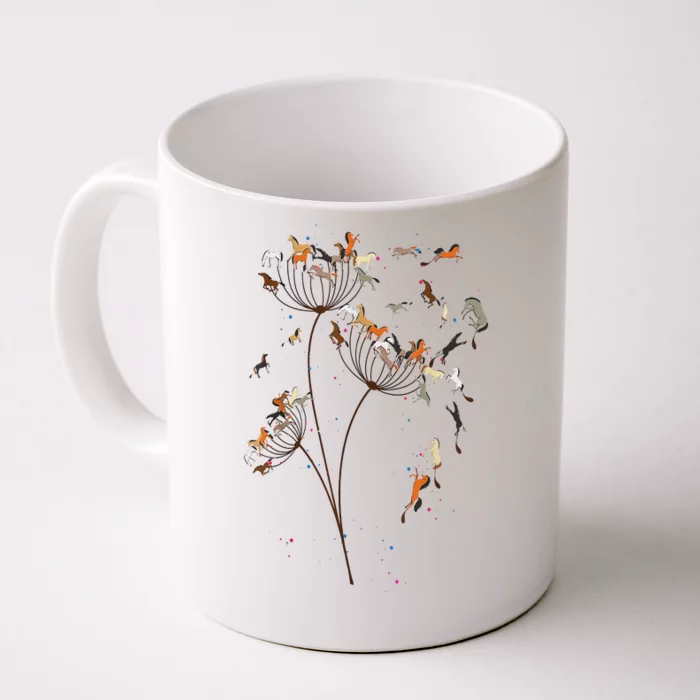 Horses Dandelion Flower Horses Floral Horse Horseback Riding Front & Back Coffee Mug