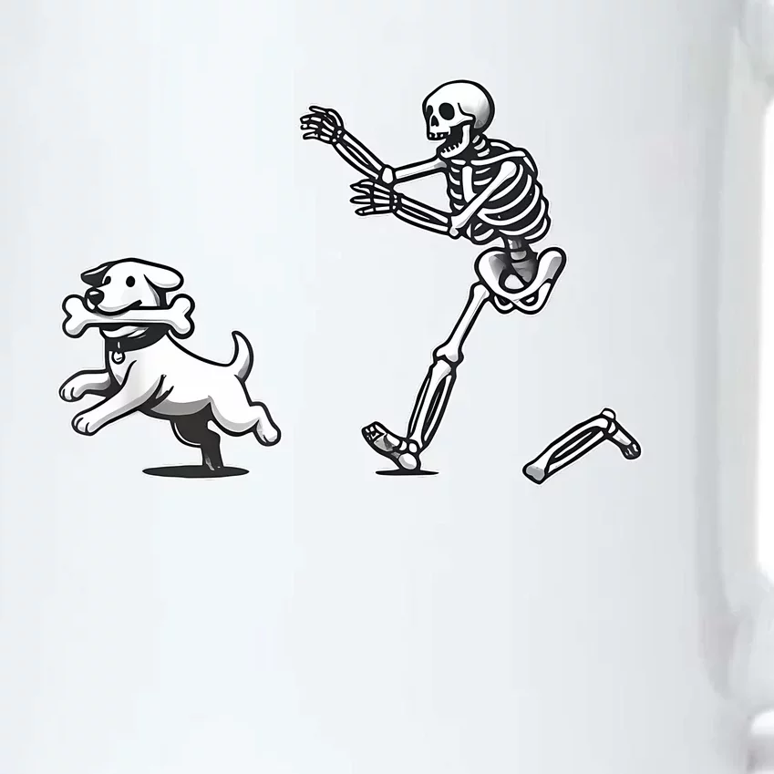 Halloween Dog Funny Skeleton Skeleton Chasing Dog Black Color Changing Mug