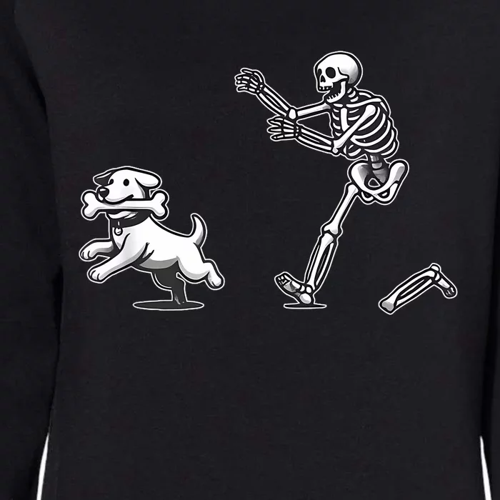 Halloween Dog Funny Skeleton Skeleton Chasing Dog Womens California Wash Sweatshirt