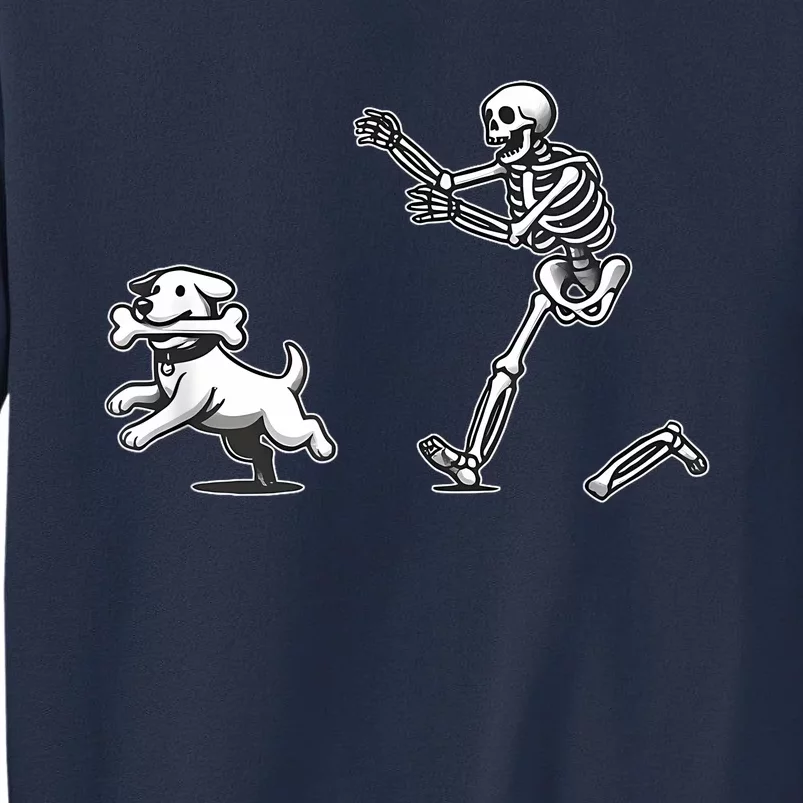 Halloween Dog Funny Skeleton Skeleton Chasing Dog Sweatshirt