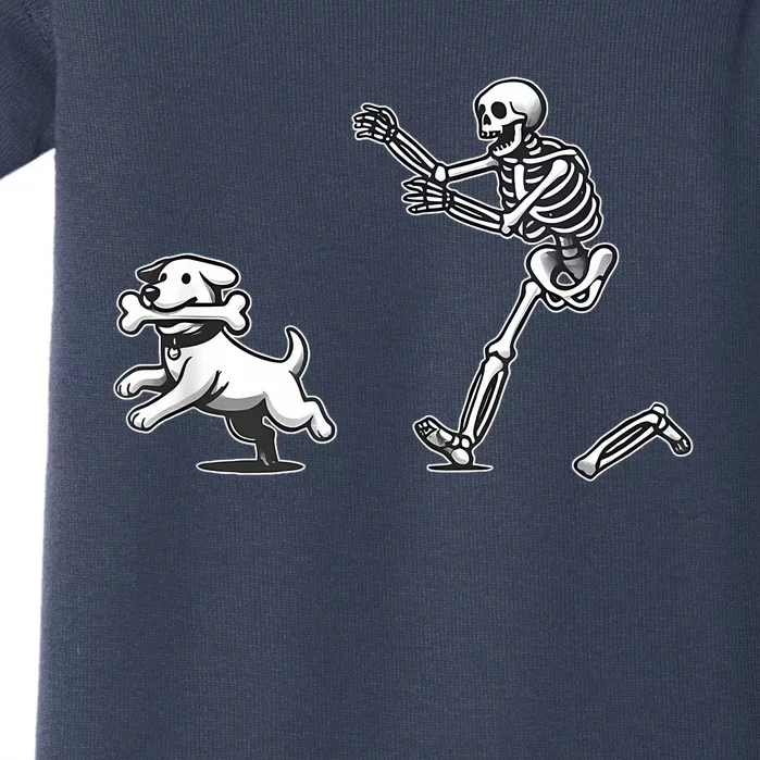 Halloween Dog Funny Skeleton Skeleton Chasing Dog Baby Bodysuit