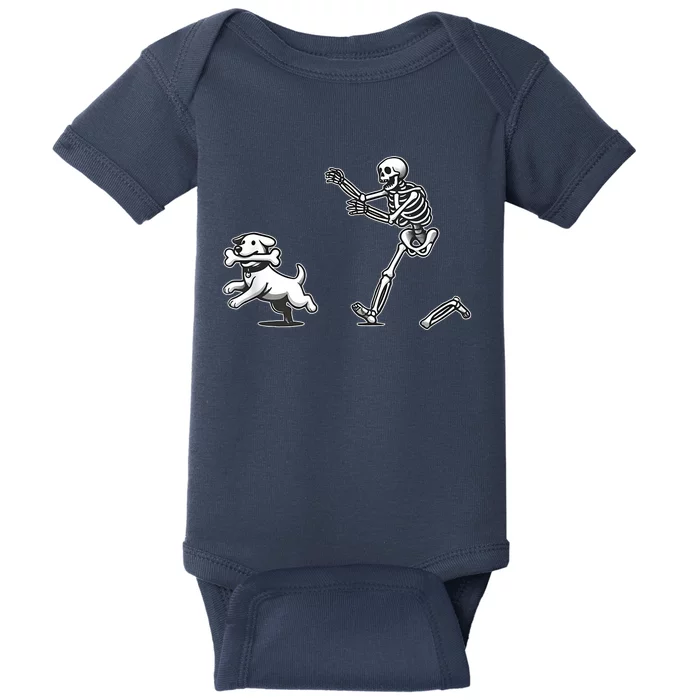 Halloween Dog Funny Skeleton Skeleton Chasing Dog Baby Bodysuit