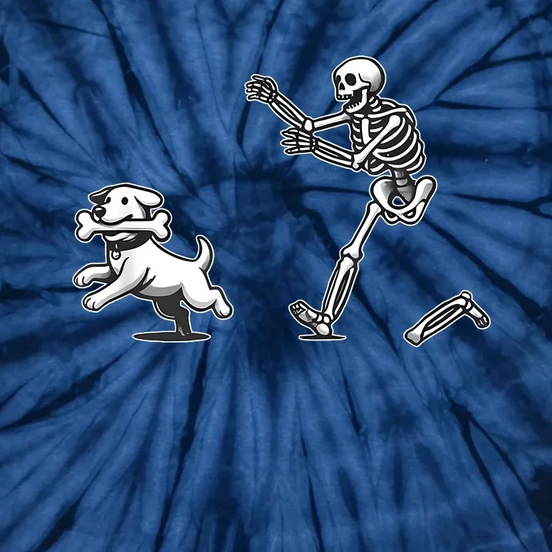 Halloween Dog Funny Skeleton Skeleton Chasing Dog Tie-Dye T-Shirt