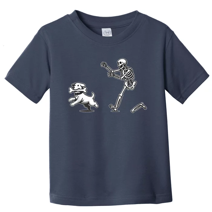 Halloween Dog Funny Skeleton Skeleton Chasing Dog Toddler T-Shirt