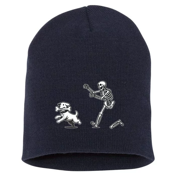 Halloween Dog Funny Skeleton Skeleton Chasing Dog Short Acrylic Beanie